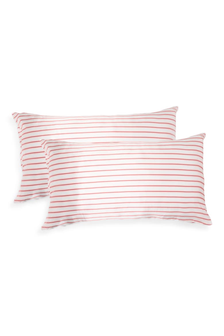 Washable Silk Pillowcase, Main, color, PINK HINT STRIPE
