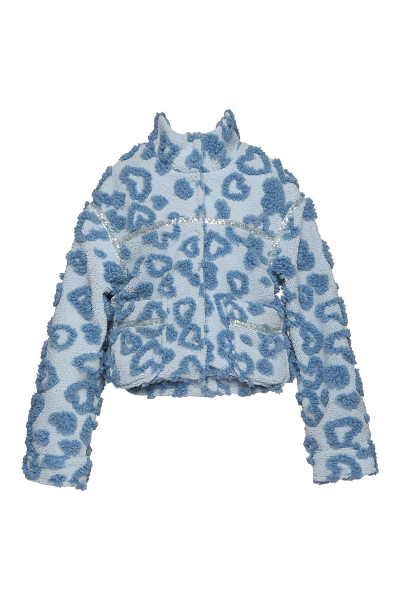 Kids' Heart Embossed High-Pile Fleece Jacket, Main, color, BLUE