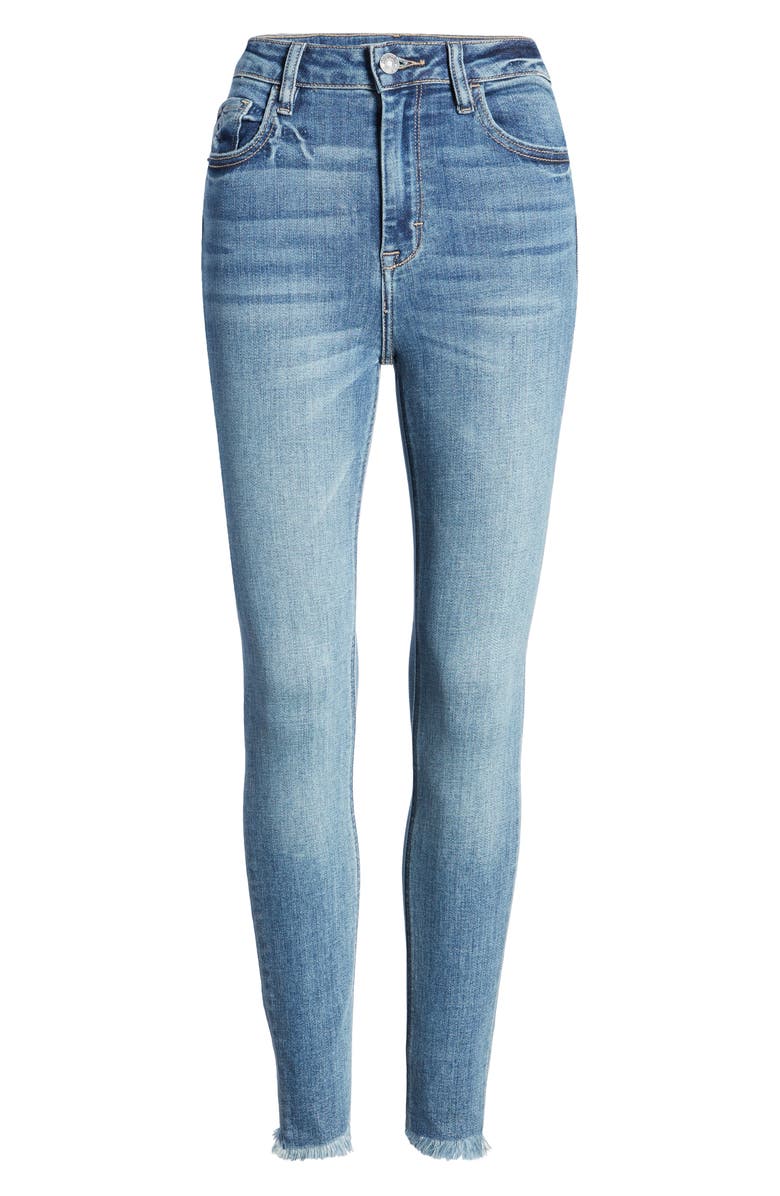 HIDDEN JEANS High Waist Fray Hem Stretch Ankle Skinny Jeans, Alternate, color, 