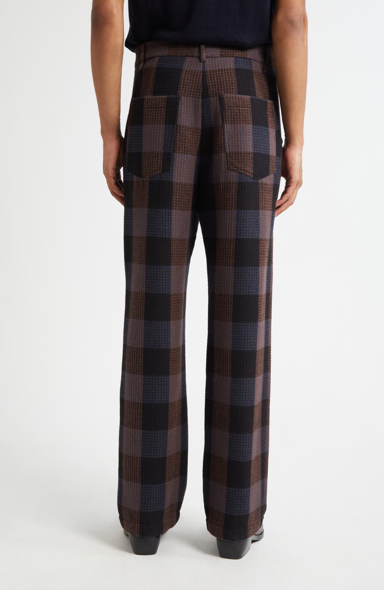SONG FOR THE MUTE Pleated Plaid Loose Fit Pants, Alternate, color, Black