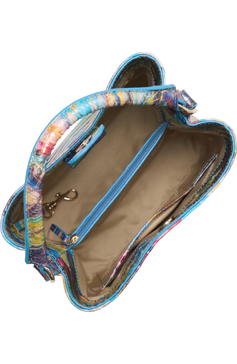 Brahmin Mini Amelia Embossed Leather Top Handle Bucket Bag, Alternate, color, Waterlily