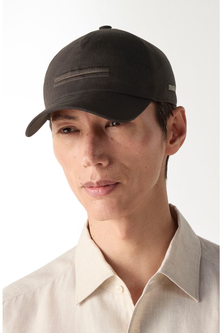 Dark Brown Oasi Lino Baseball Cap, Alternate, color, DARK BROWN
