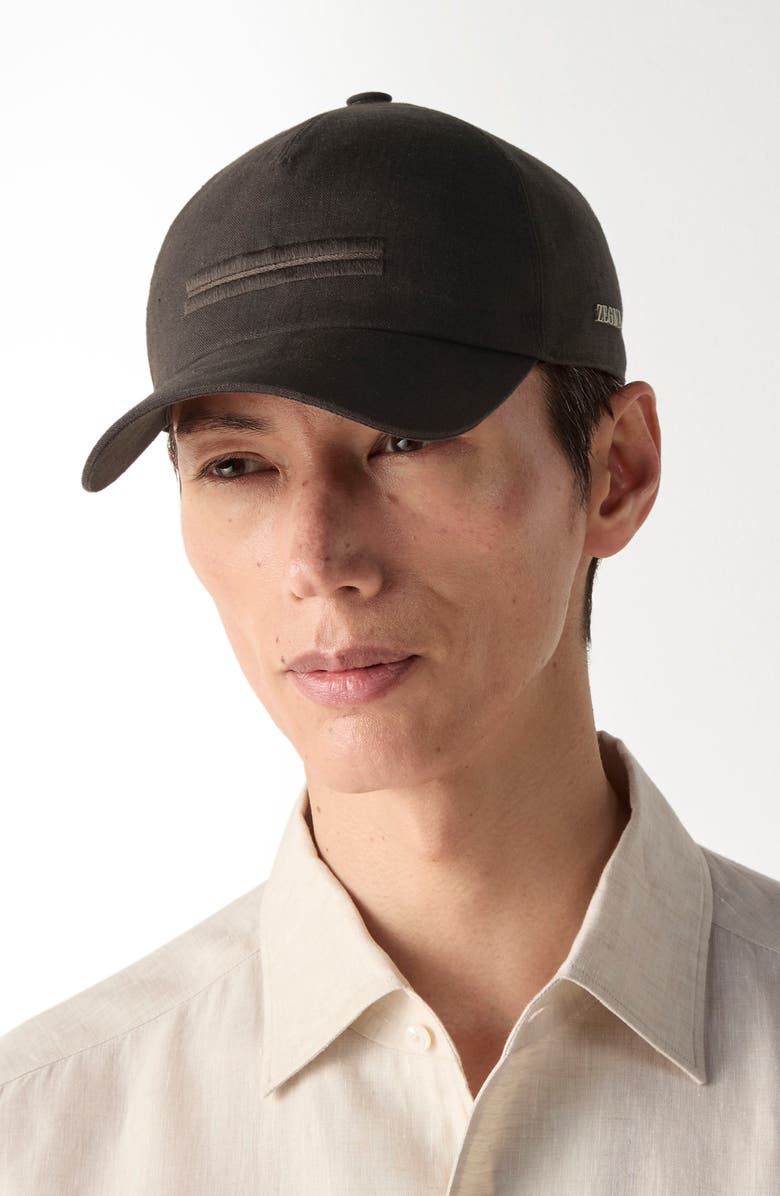 ZEGNA Dark Brown Oasi Lino Baseball Cap, Alternate, color, Dark Brown