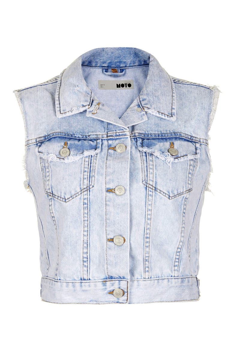Moto Denim Vest, Alternate, color, LIGHT DENIM