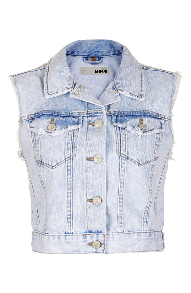 Topshop Moto Denim Vest, Alternate, color, 
