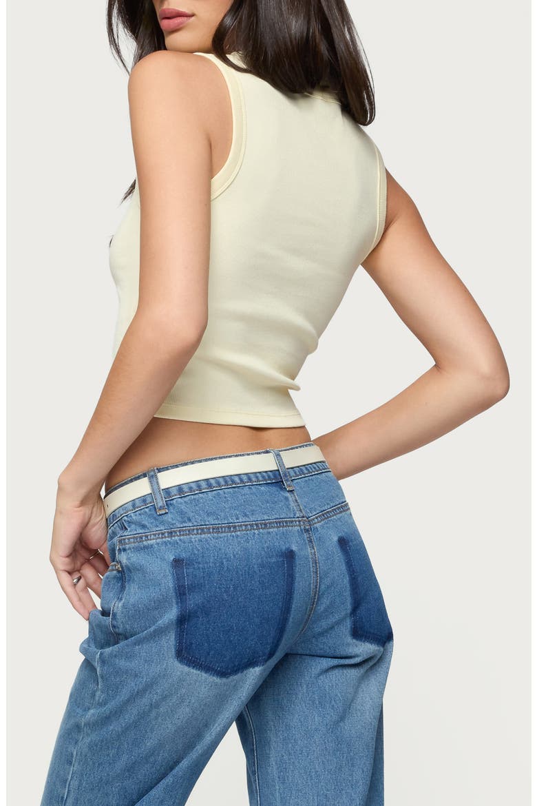 Basel Front Button Rib Crop Top, Alternate, color, YELLOW