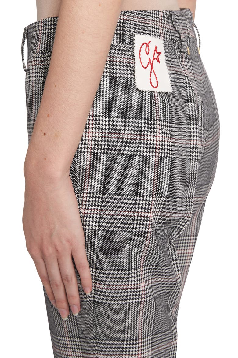 Daria Glen Plaid Virgin Wool Blend Cigarette Pants, Alternate, color, GREY/ BONE WHITE