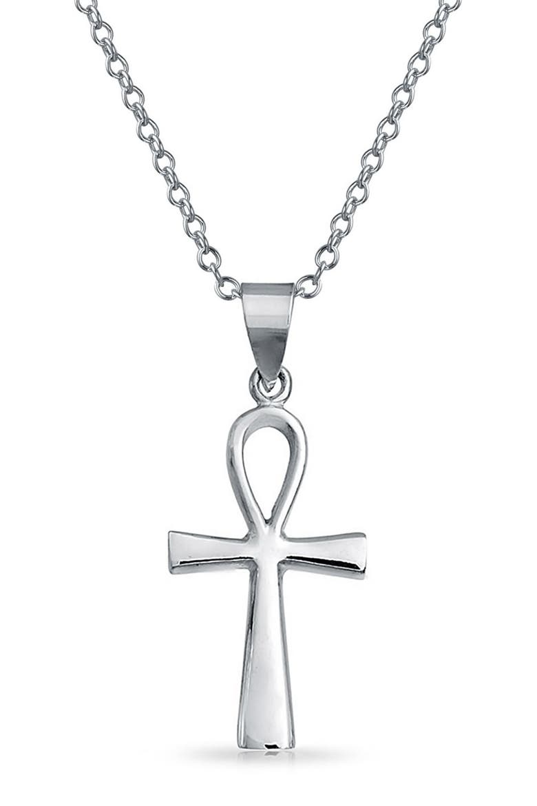 Sterling Silver Ankh Egyptian Cross Pendant Necklace, Main, color, SILVER