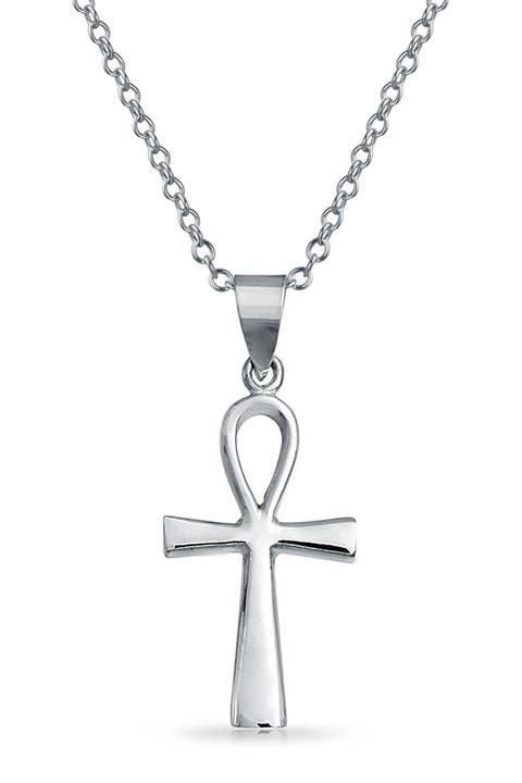 Sterling Silver Ankh Egyptian Cross Pendant Necklace