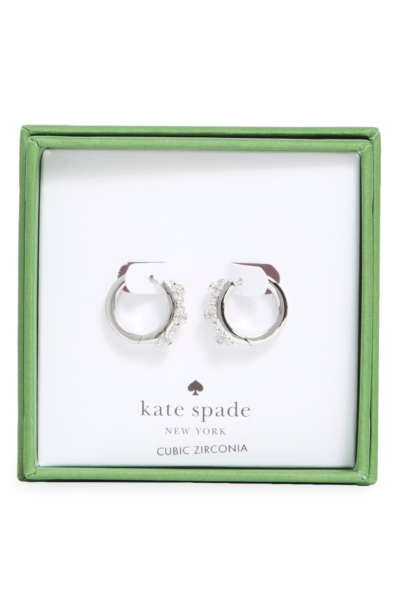Kate Spade New York flower cubic zirconia huggie hoop earrings