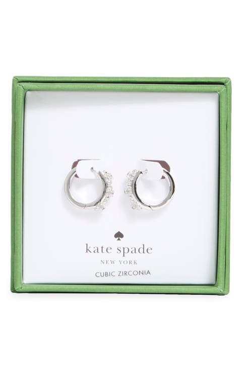 flower cubic zirconia huggie hoop earrings