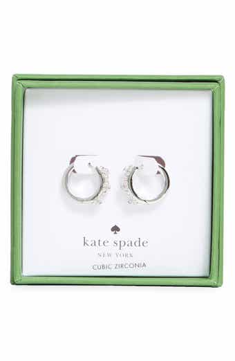 Kate Spade New York flower cubic zirconia huggie hoop earrings
