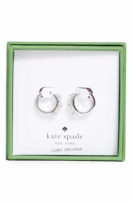 Kate Spade New York flower cubic zirconia huggie hoop earrings