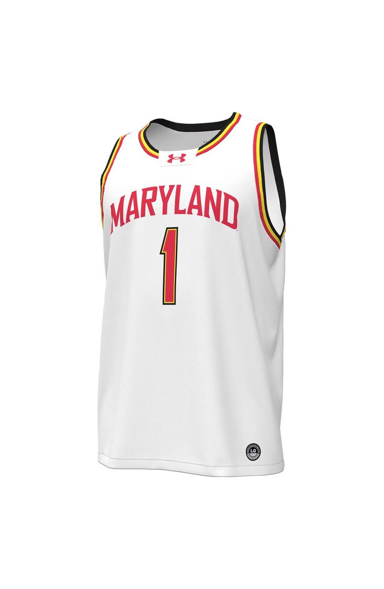 Under Armour Men's Under Armour #1 White Maryland Terrapins Replica Basketball Jersey, Alternate, color, White
