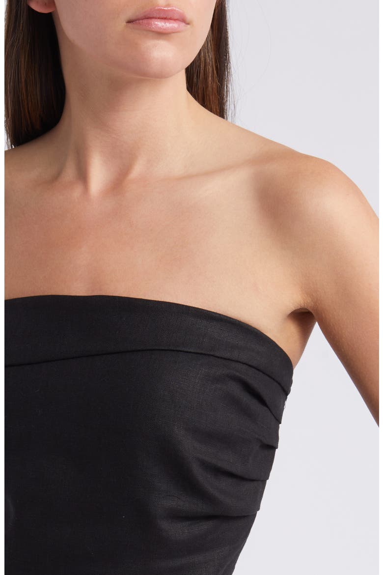 Antibes Stripe Strapless Linen Knit Top, Alternate, color, BLACK