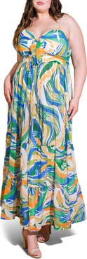 FLYING TOMATO Printed Tiered Maxi Sundress