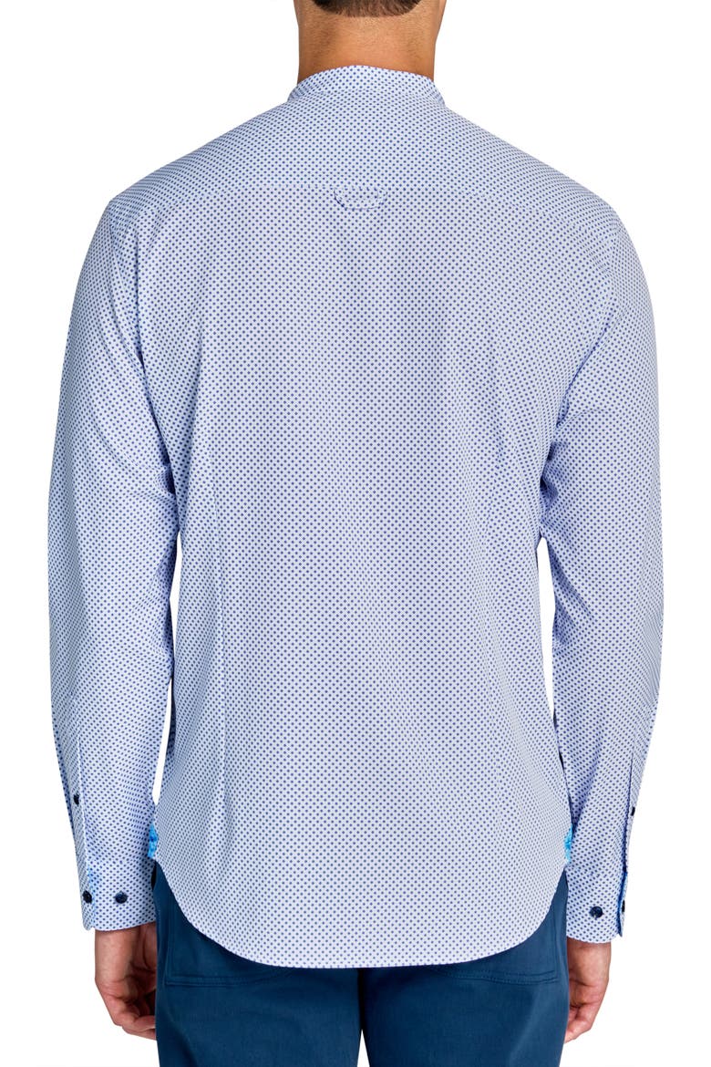 Slim Fit Micro Geo Recycled 4-Way Stretch Performance Long Sleeve Shirt, Alternate, color, WHITE/BLUE