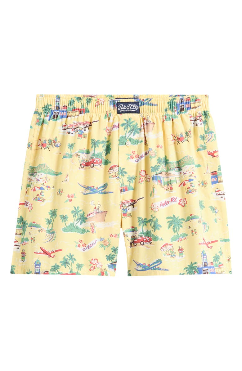 Polo Ralph Lauren Tropical Bear Woven Cotton Boxers, Alternate, color, Yellow