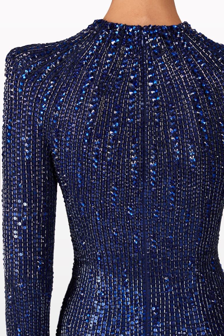 Aurora Sequined Gown, Alternate, color, Light Navy