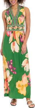 London Times V-Neck Maxi Dress