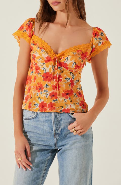 Floral Lace Trim Top