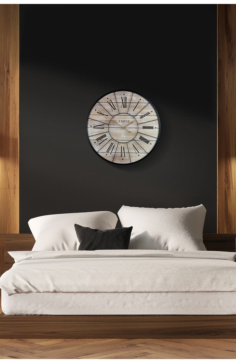 SORBUS Metal & Solid Wood Wall Clock, Alternate, color,