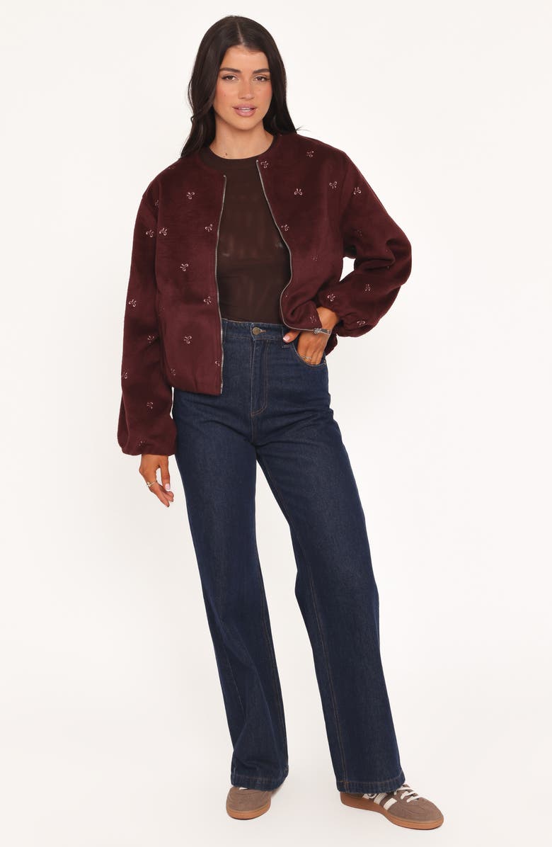 Petal & Pup Marla Crop Bomber Jacket, Alternate, color, Cherry
