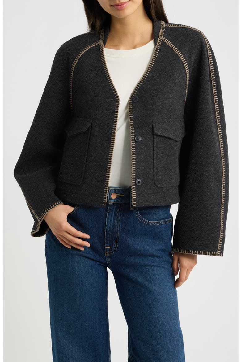 Rina Button-Up Top, Main, color, BLACK HEATHER