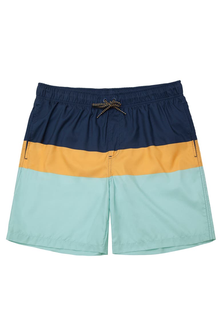 All-Day Comfort Mesh-Lined Swim Trunks, Main, color, Navy mustard