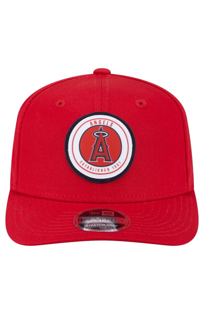 New Era Men's New Era Red Los Angeles Angels Circle Patch 9SEVENTY Stretch-Snap Hat, Alternate, color, Red