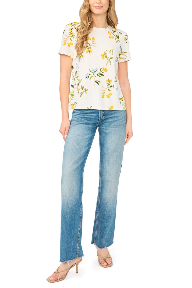 Lemon Floral Jersey T-Shirt, Alternate, color, ULTRA WHITE