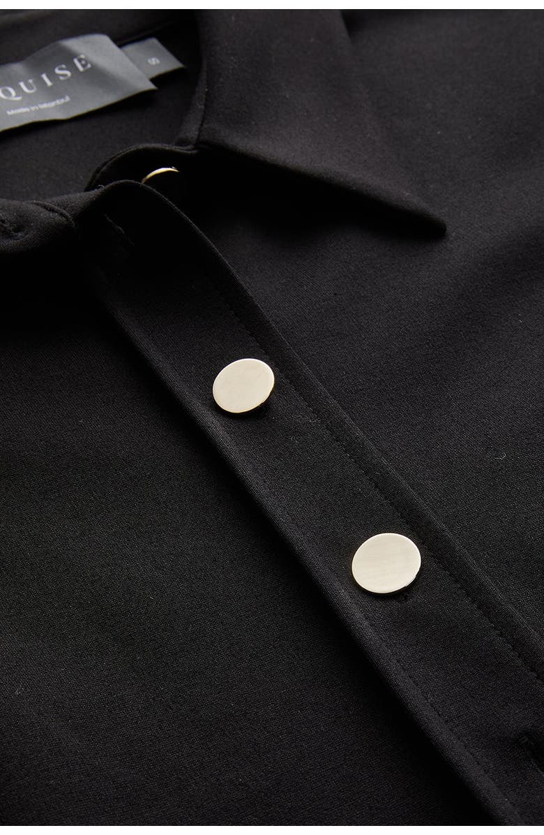 Exquise Georgina Shirt Collar Long Sleeve Knit Dress With Pockets, Alternate, color, Black