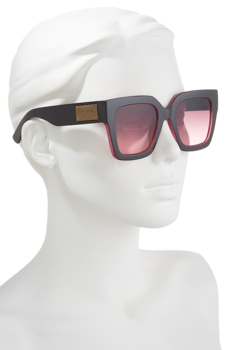 Kurt Geiger London Square Sunglasses, Alternate, color, Solid Black Over Xtal Pink