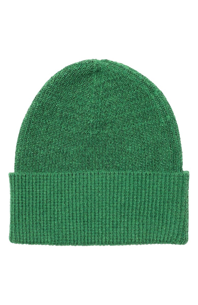 Frances Metallic Merino Wool Rib Knit Beanie