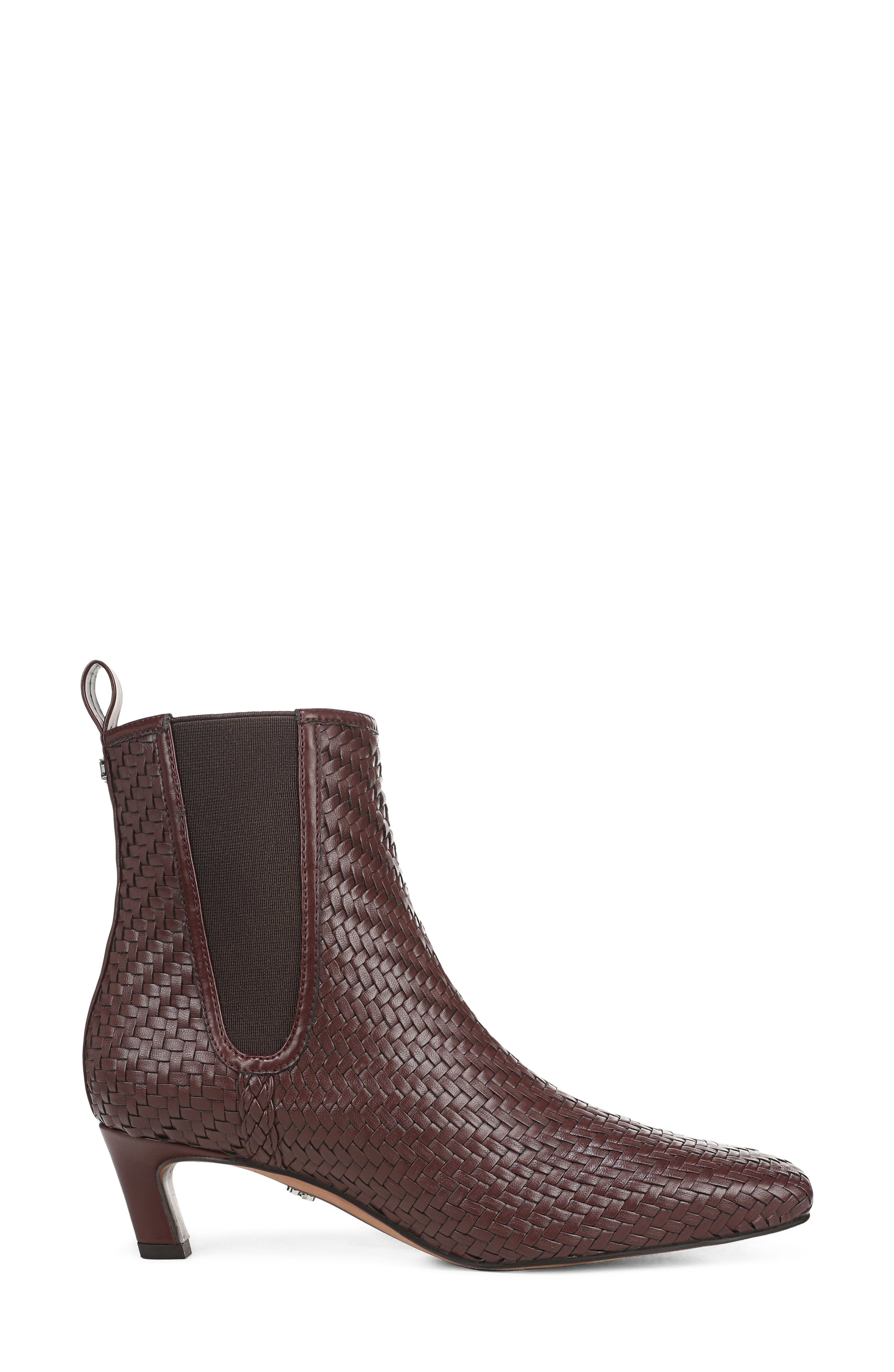Peony Weave Leather Bootie, Alternate, color, FRENCH BURGUNDY