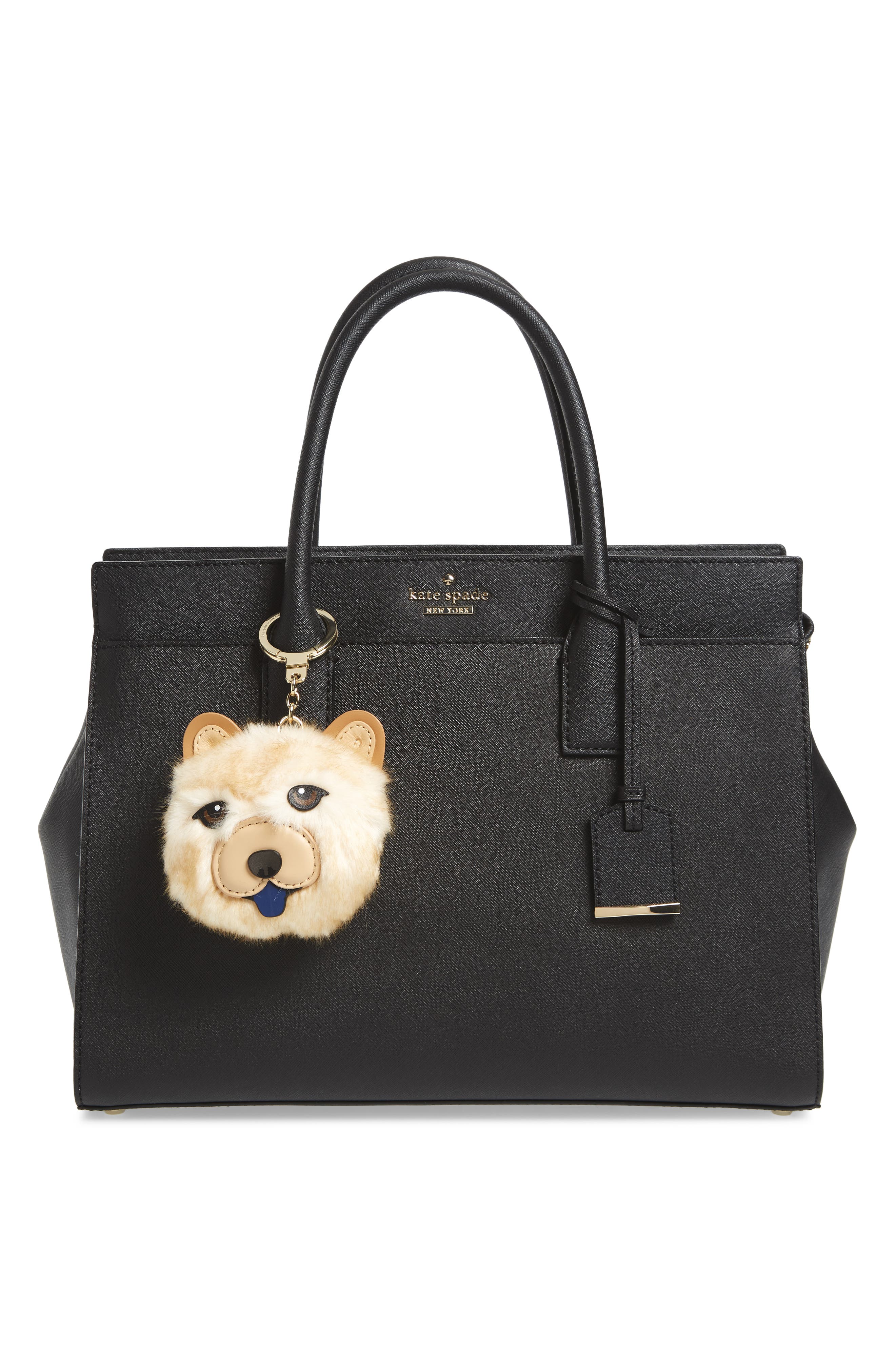 chow chow dog bag charm with faux fur, Alternate, color, MULTI