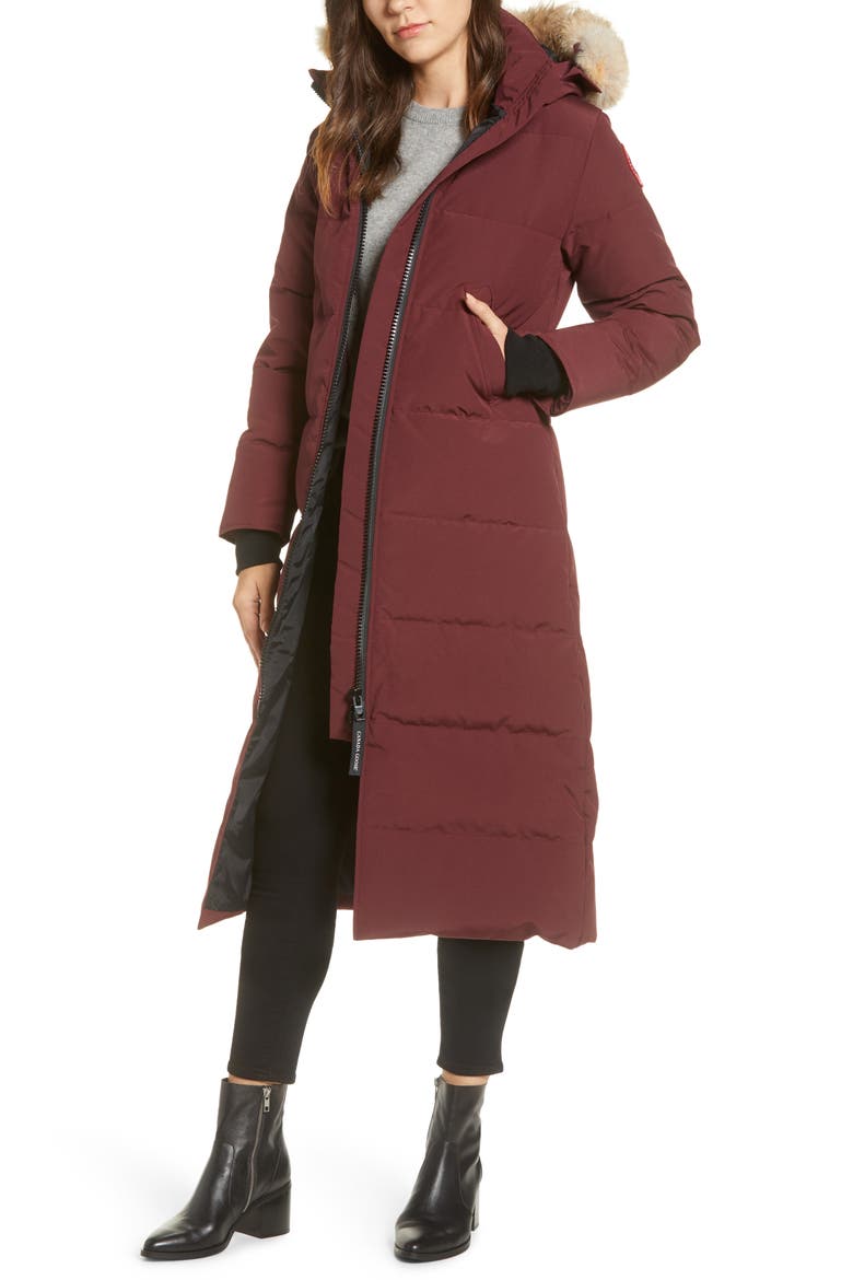 Mystique Fusion Fit Down Parka with Genuine Coyote Fur, Main, color, ELDERBERRY