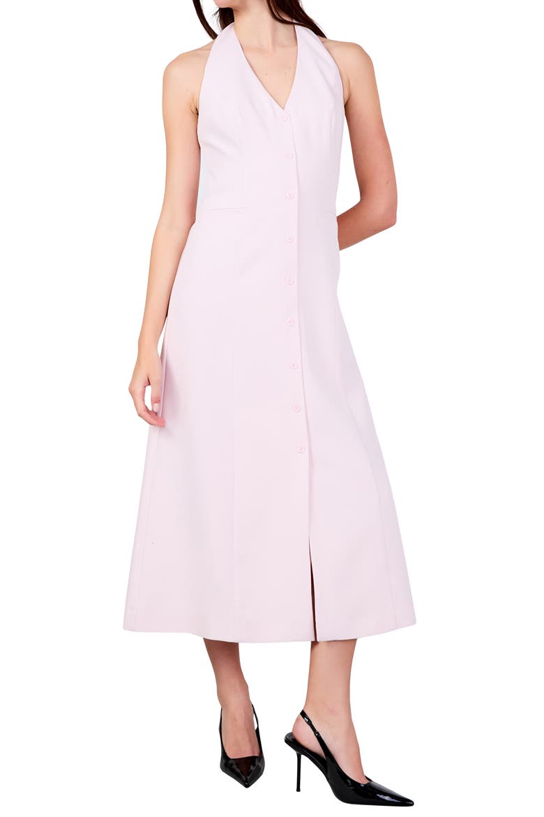 Halter Midi Dress, Alternate, color, PINK
