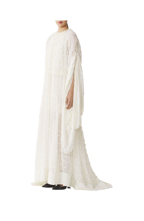 Lanvin Long Dress In Plumetis Silk In White
