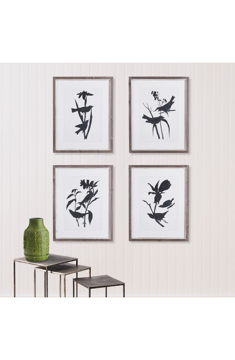 Napa Home & Garden Bird Silhouette Prints Set of 4, Alternate, color, Black