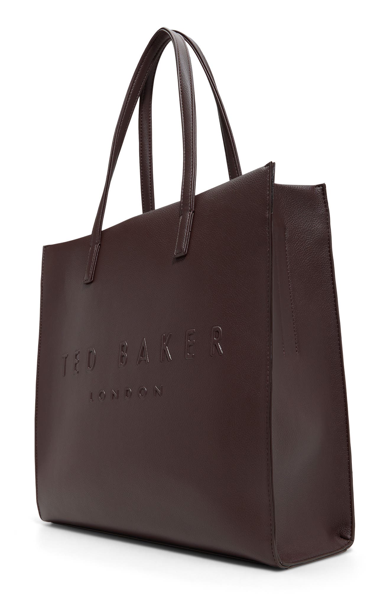 Hayden Faux Leather Tote, Alternate, color, DARK BROWN