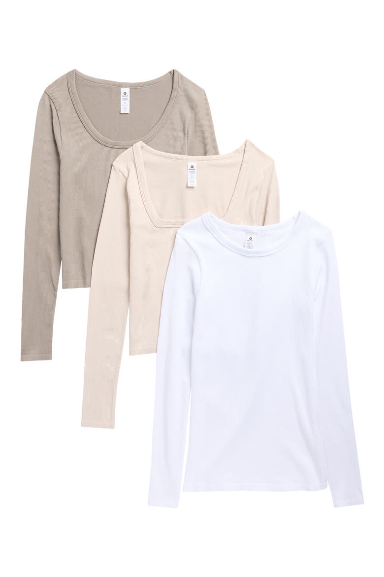 Assorted 3-Pack Leighton Rib Seamless T-Shirts, Main, color, CRYSTAL GRAY/ SATELLITE/ WHITE