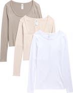 90 DEGREE BY REFLEX Assorted 3-Pack Leighton Rib Seamless T-Shirts