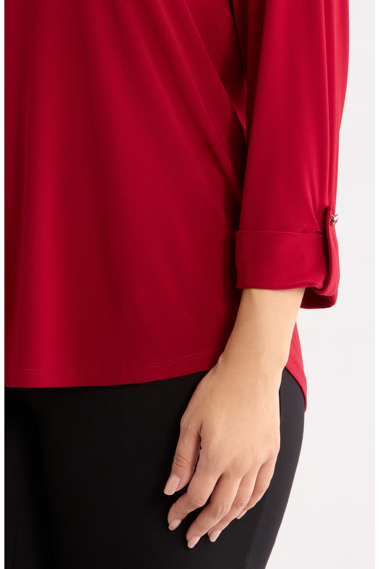 Heatset Crystal Three-Quarter Sleeve Top, Alternate, color, TITIAN RED