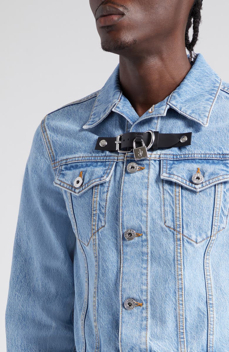 JW Anderson Padlock Strap Denim Trucker Jacket, Alternate, color, 