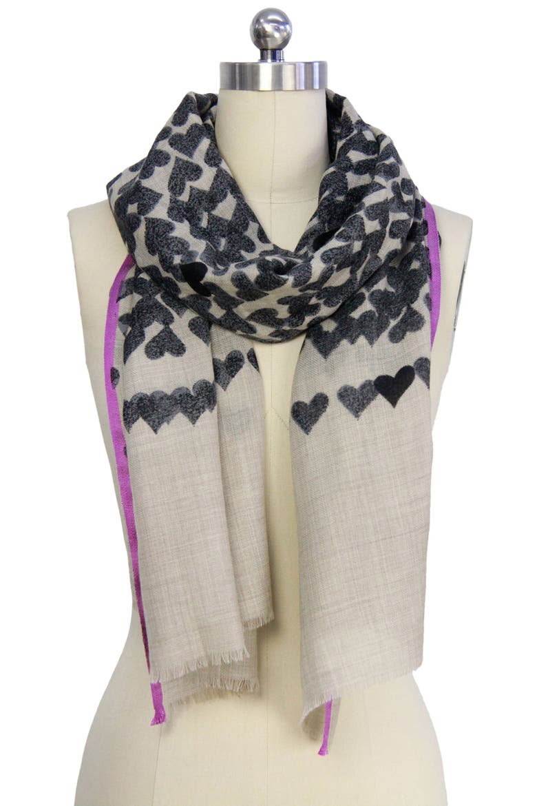 Heart Wool & Silk Scarf, Alternate, color, CHARCOAL