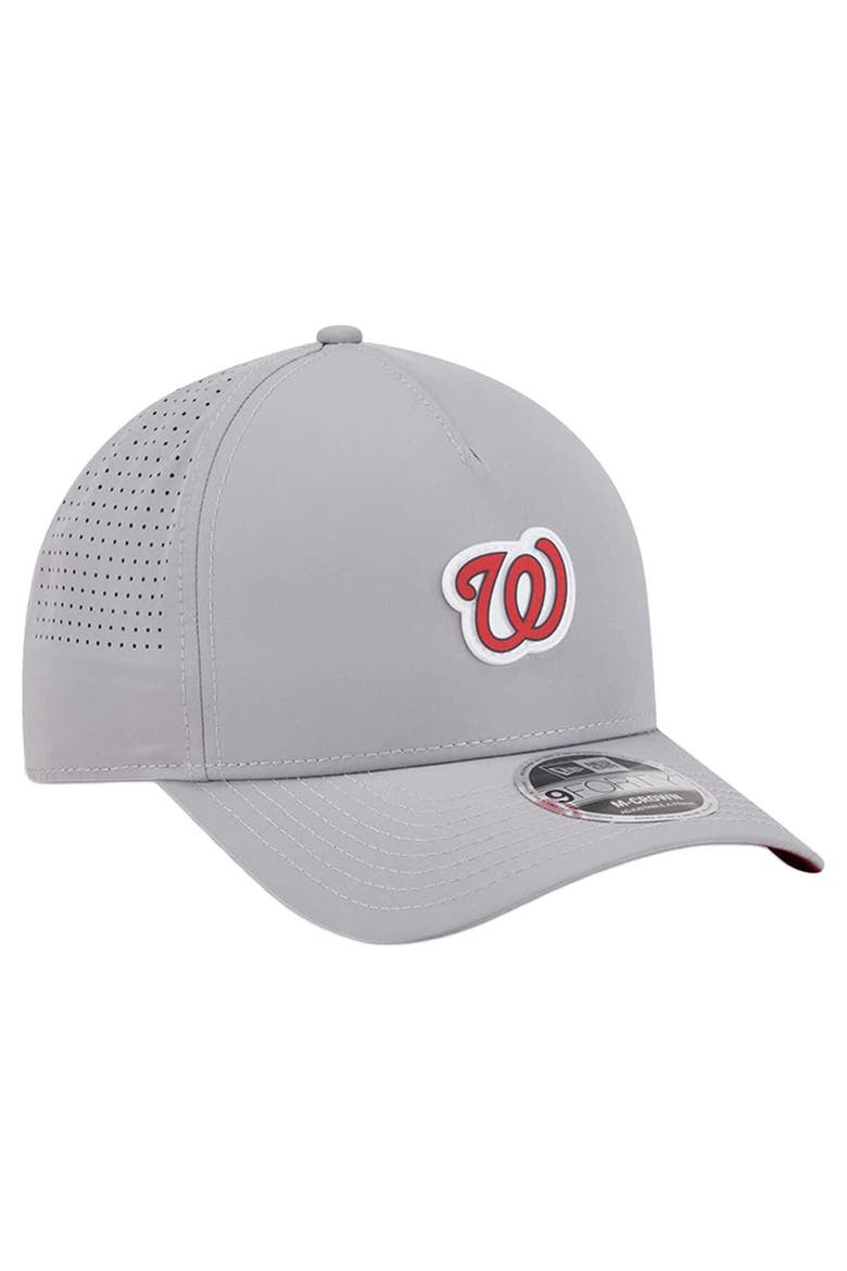 Men's New Era  Gray Washington Nationals Micro Logo 9FORTY M-Crown A-Frame Adjustable Hat, Alternate, color, Gray