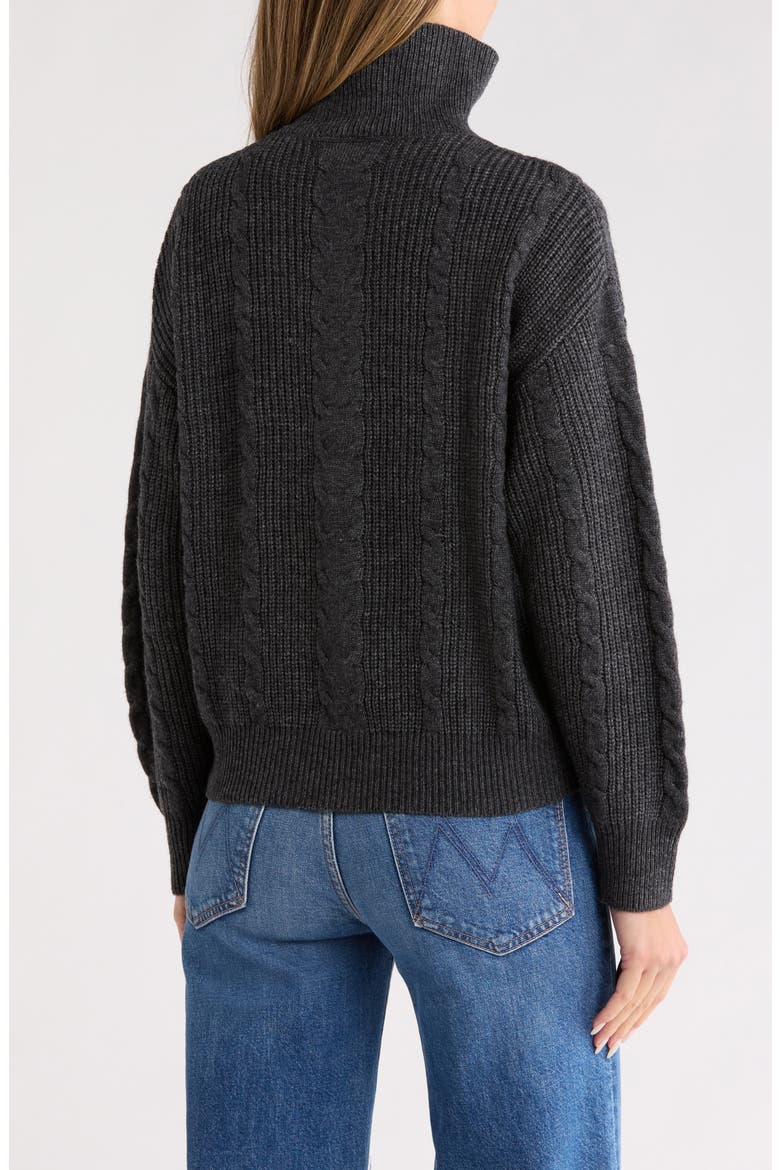 Braided Quarter Zip Sweater, Alternate, color, CHARCOAL