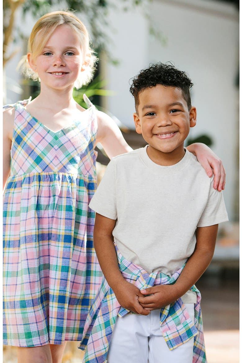 Kids' Organic Short Sleeve Henley Tee, Alternate, color, Oatmeal Heather