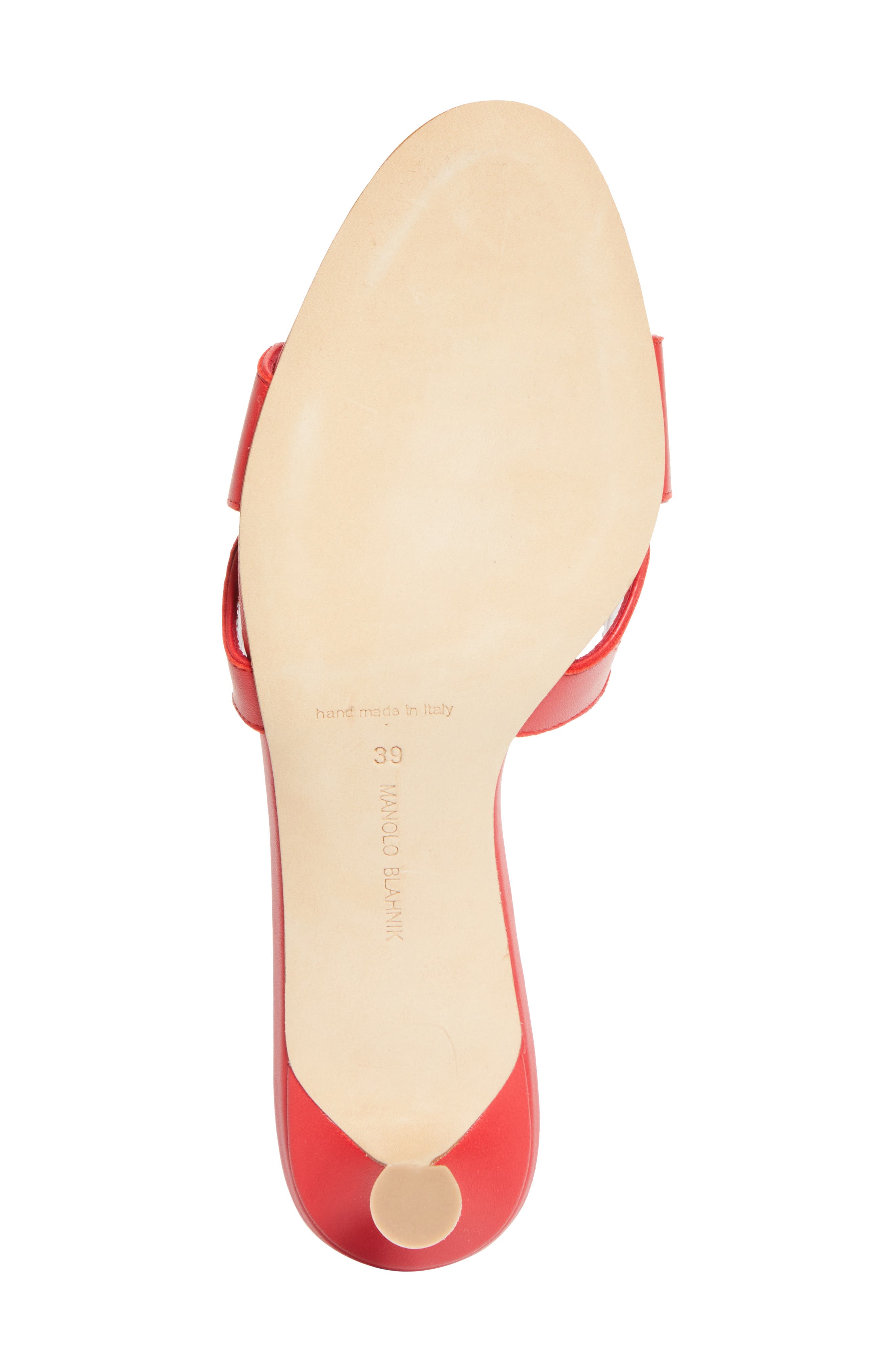 Manolo Blahnik Haribalmu Kitten Heel Sandal, Alternate, color, Bright Red